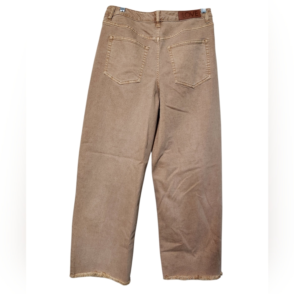 Peace Love World Full Leg Jeans Fray Hem Golden Brown Size 10